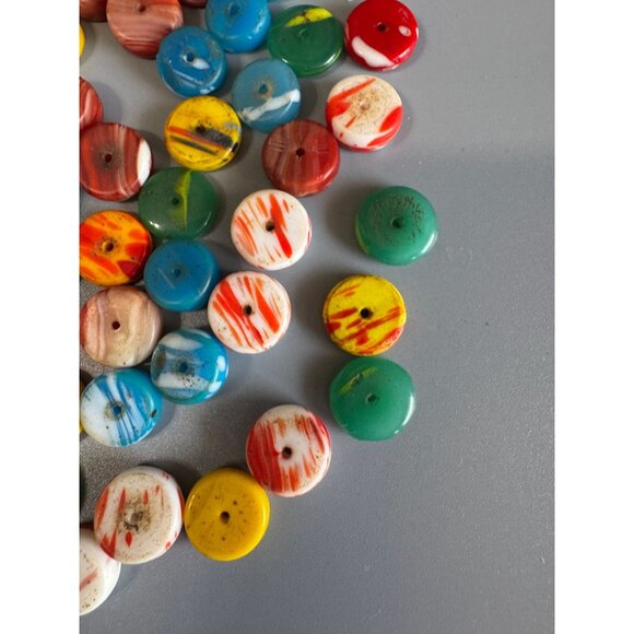 Vintage African Trade Beads Lot Disc Spacers Multicolor Mixed Materials 10-20mm - Picture 7 of 10